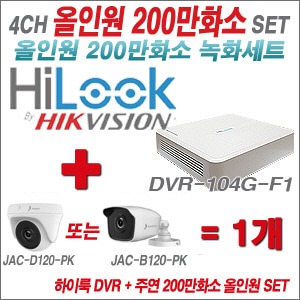 [올인원-2M] DVR104GF1/K 4CH + 주연전자 200만화소 정품 카메라 1개 SET (실내형/실외형 3.6mm 출고)