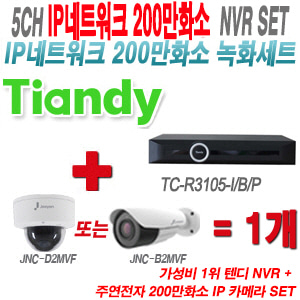 [IP2M] TCR3105I/B/P 5CH + 주연전자 200만화소 4배줌 IP카메라 1개 SET