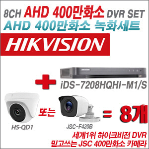 [AHD 4M] iDS7208HQHIM1/S 8CH + 400만화소 정품 카메라 8개 SET (실내/실외형3.6mm출고)