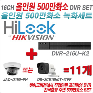 [올인원 5M] DVR216UK2 16CH + 주연전자 500만화소 올인원 카메라 10개세트 (실내형 3.6mm/실외형 품절)