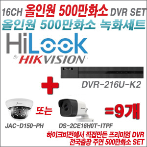  [올인원 5M] DVR216UK2 16CH + 주연전자 500만화소 올인원 카메라 9개세트 (실내형/실외형 3.6mm 출고) 