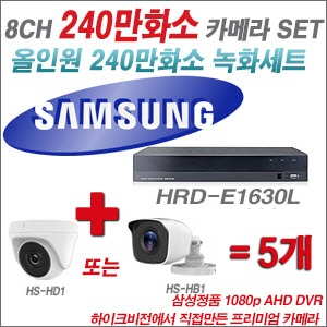 [올인원-2M] HRDE1630L 16CH + 하이크비전OEM 240만화소 카메라 5개 SET (실내/실외형 3.6mm 렌즈출고)
