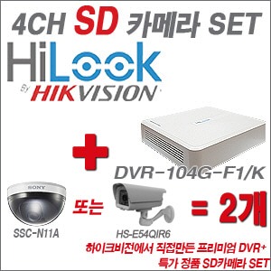 [SD특가] DVR104GF1/K 4CH + 특가 정품 SD카메라 2개 SET (실내형3mm/실외형8mm출고)