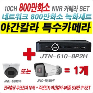 [IP8M] JTN6108P2H 10CH + 주연전자 800만화소 야간칼라 4배줌 IP카메라 1개 SET