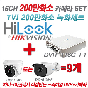 [올인원-2M] DVR116GF1 16CH + 하이룩 200만화소 올인원 카메라 9개 SET (실내/실외형3.6mm출고)