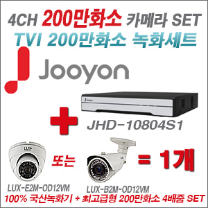 [TVI2M] JHD10804S1 4CH + 최고급형 200만화소 4배줌 카메라 1개 SET (실외형품절)
